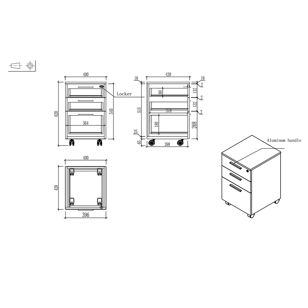 Офис контейнер за бюро RFG Monaco 40/42/62h бял